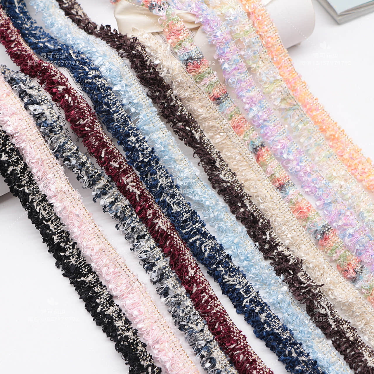 MISTREASS￤Ribbon Lace Trimming Tweed Ribbon Lace Trimming Tweed Mini Skirt - MISTREASS