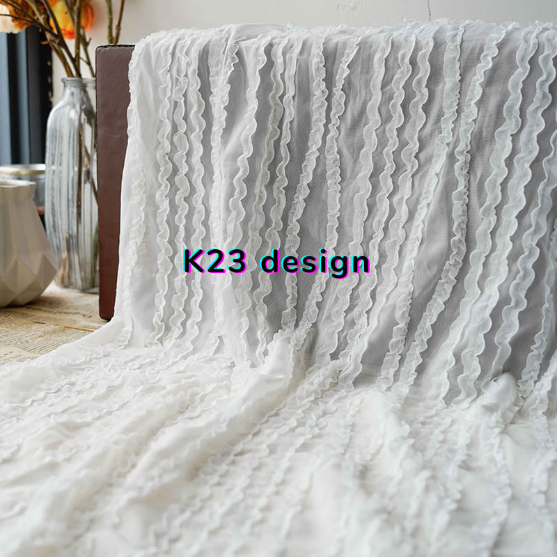Similar style collect inside Chiffon Fabric with Ruffle and 3D Hook Embroidery for Women Dresses Similar style collect inside Chiffon Fabric with Ruffle and 3D Hook Embroidery for Women Dresses
