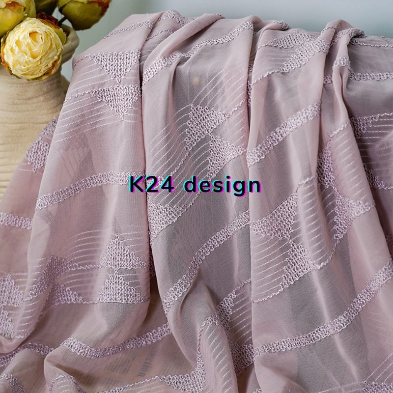 New Striped Chiffon Embroidered Fabric with Polka Dots and Jacquard for Women's Dresses and Shirts