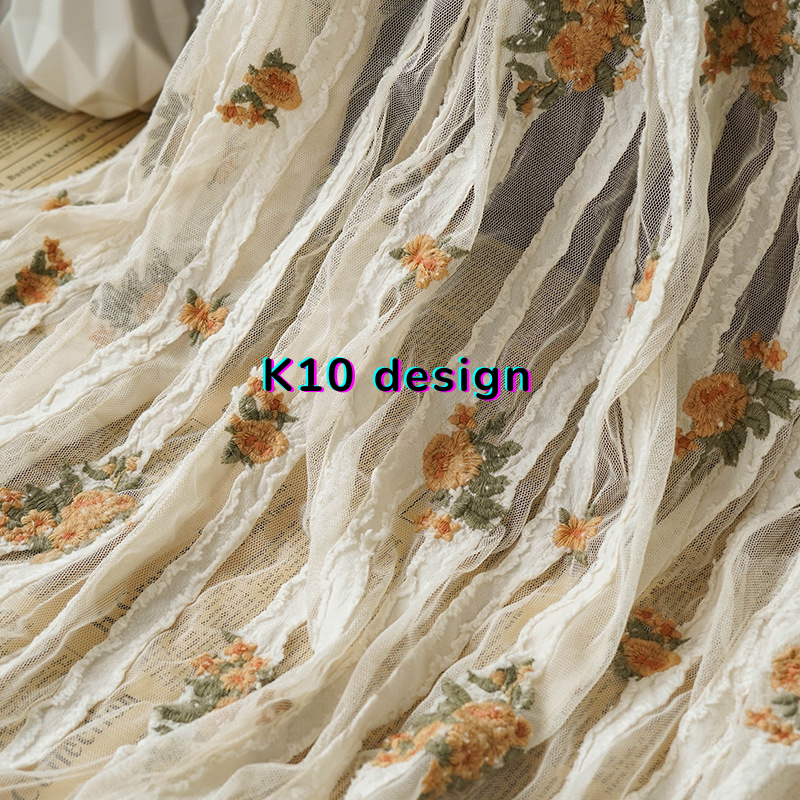 New Striped Chiffon Embroidered Fabric with Polka Dots and Jacquard for Women's Dresses and Shirts