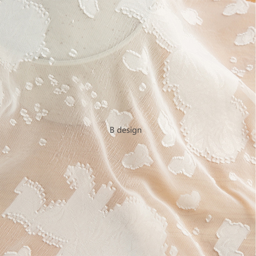 Polyester Cutting jacquard Flower chiffon Fabric with Textured Patterns for Skirts and Garments