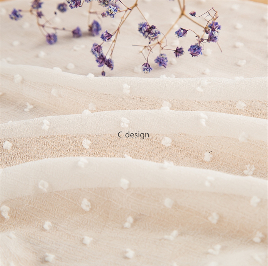 Polyester Cutting jacquard Flower chiffon Fabric with Textured Patterns for Skirts and Garments