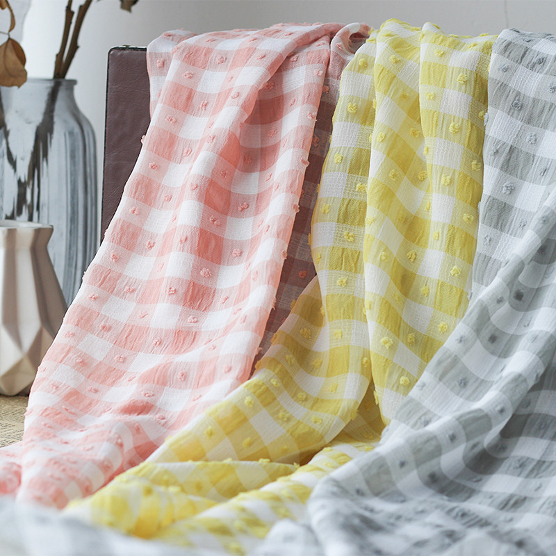 Summer Shirt Dress Fabric 2.5 cm Checkered Chiffon Fabric crepe Crinkle Ionic Checks fabrics