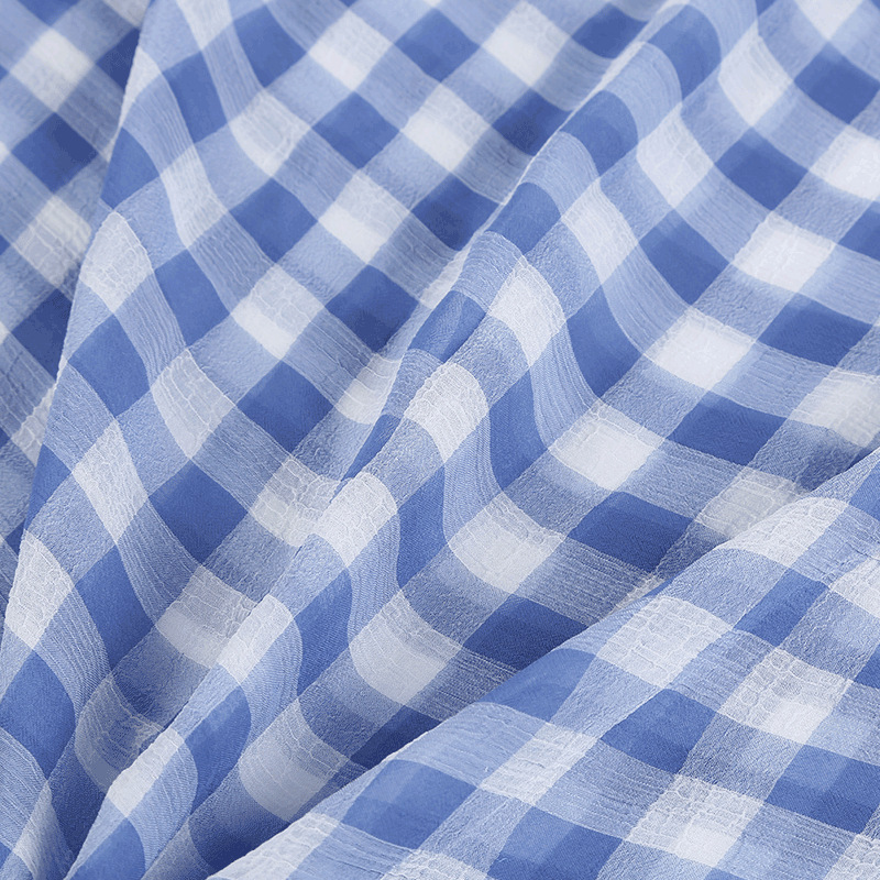 Summer Shirt Dress Fabric 2.5 cm Checkered Chiffon Fabric crepe Crinkle Ionic Checks fabrics Summer Shirt Dress Fabric 2.5 cm Checkered Chiffon Fabric crepe Crinkle Ionic Checks fabrics