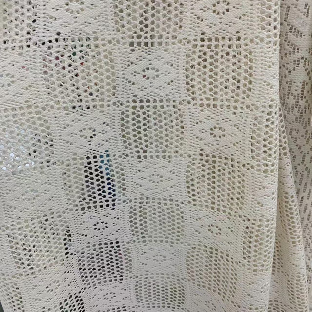 Garment textile cotton-polyester warp knitting crochet fabrics for clothing and curtains Garment textile cotton-polyester warp knitting crochet fabrics for clothing and curtains