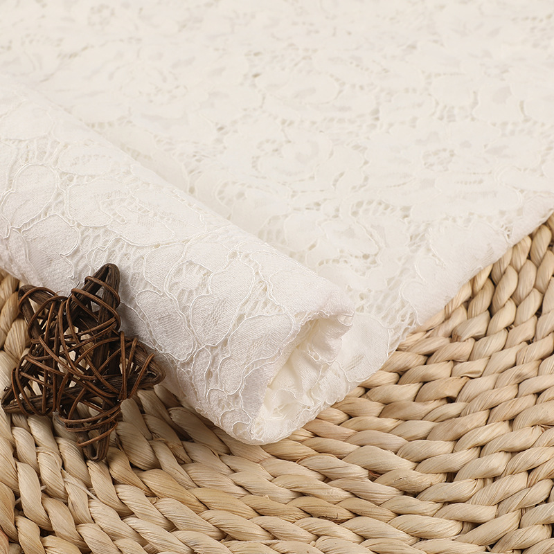 Cotton-polyamide eyelash lace Bridal White Guipure Eyelash Lace Fabric for Garments