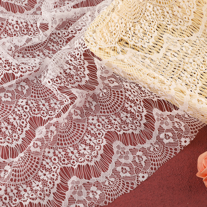 Spandex swiss voile eyelash lace fabric bridal french lace fabrics chantilly white guipure lace