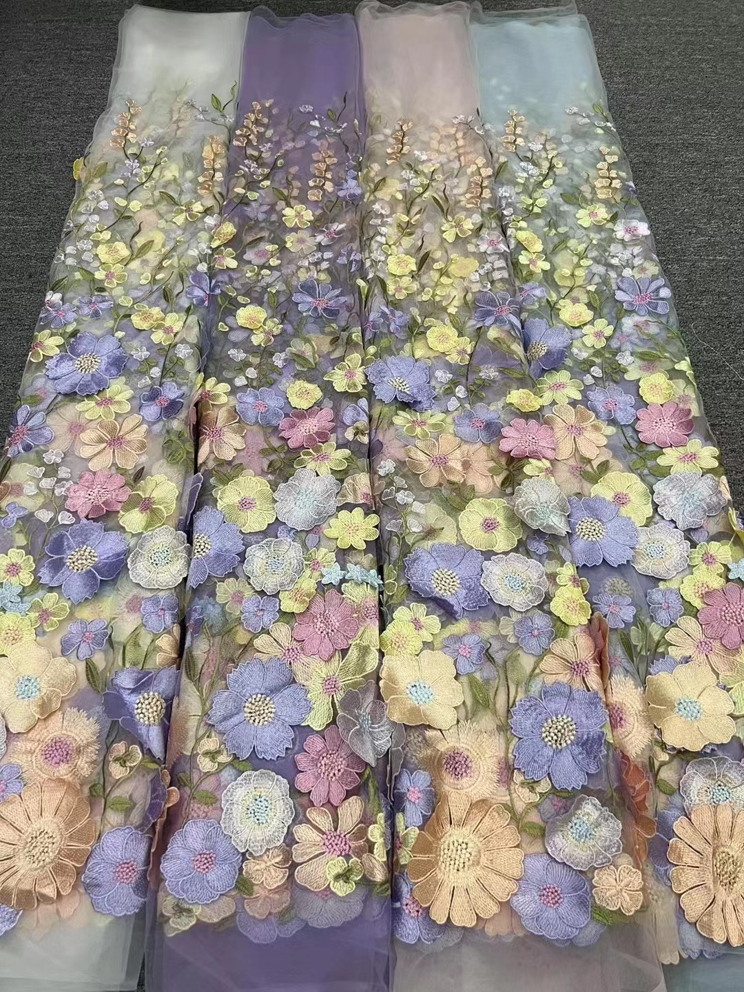 Wholesale Flower 3d Embroidered Wire Embroidery Mesh Fabric Embroider Lace Tulle For Full Dress Wholesale Flower 3d Embroidered Wire Embroidery Mesh Fabric Embroider Lace Tulle For Full Dress