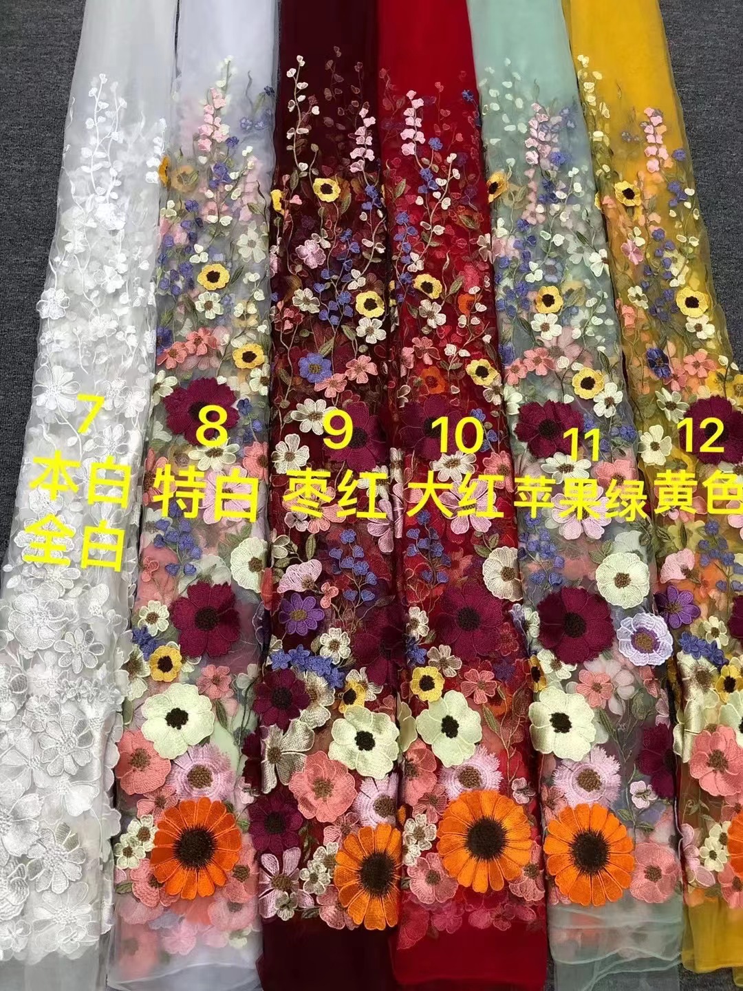 Wholesale Flower 3d Embroidered Wire Embroidery Mesh Fabric Embroider Lace Tulle For Full Dress Wholesale Flower 3d Embroidered Wire Embroidery Mesh Fabric Embroider Lace Tulle For Full Dress