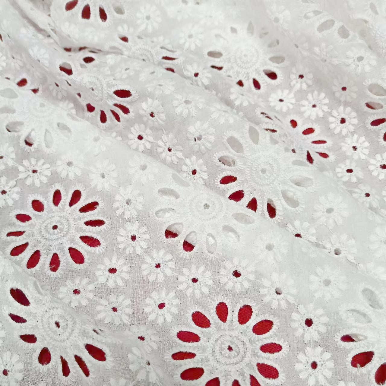 Factory customize high-quality embroidered cotton fabric by the yard Hollow-out embroidery Factory customize high-quality embroidered cotton fabric by the yard Hollow-out embroidery