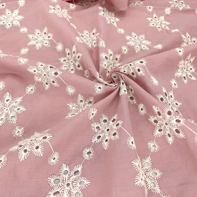 hot sale colorful eyelet embroidered cotton fabric for garments textile