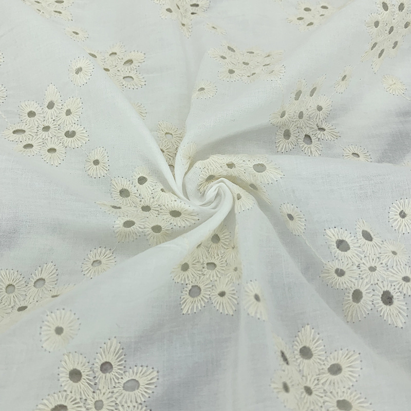 hot sale colorful eyelet embroidered cotton fabric for garments textile
