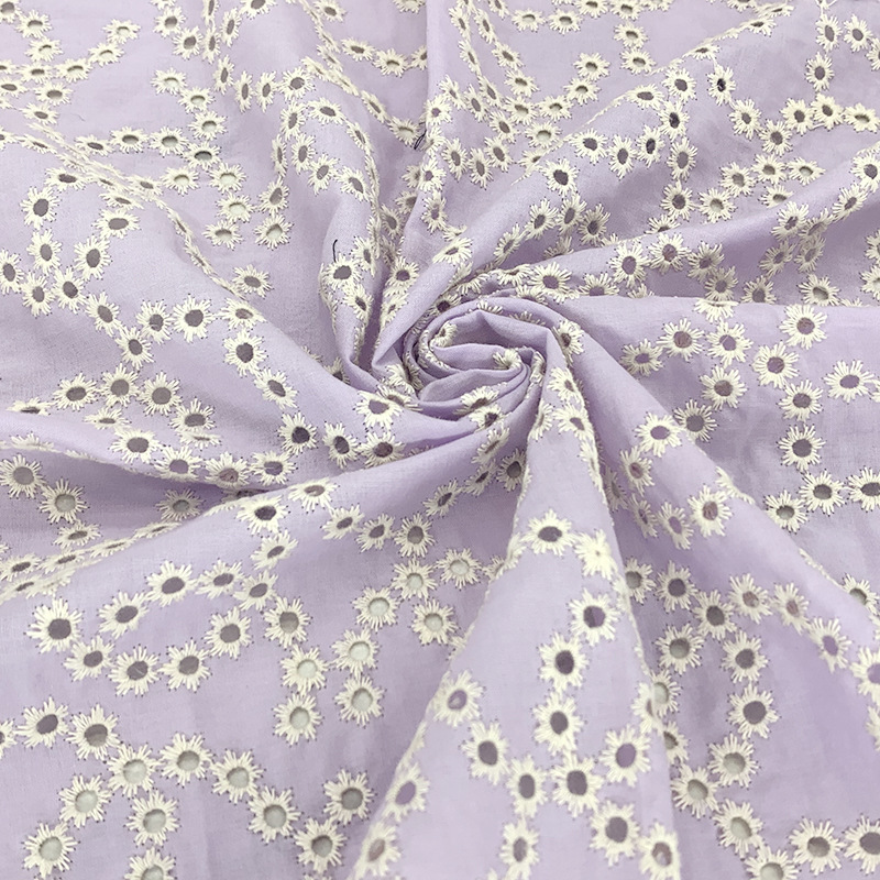 hot sale colorful eyelet embroidered cotton fabric for garments textile