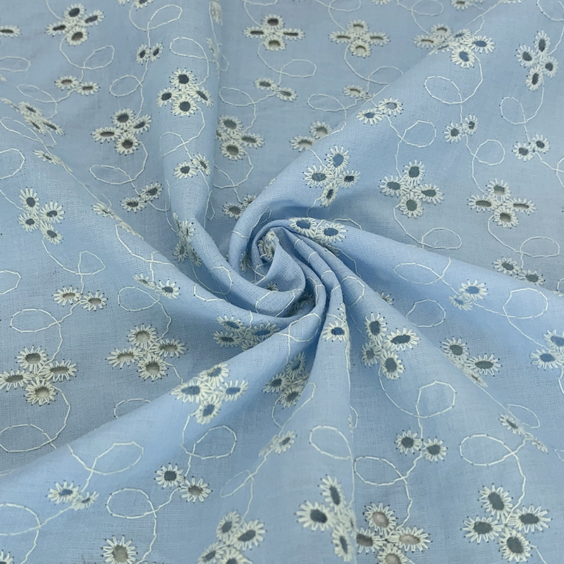 hot sale colorful eyelet embroidered cotton fabric for garments textile