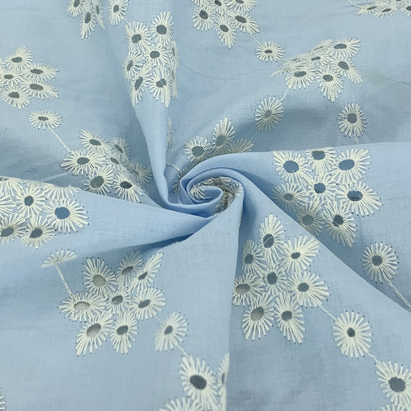 hot sale colorful eyelet embroidered cotton fabric for garments textile