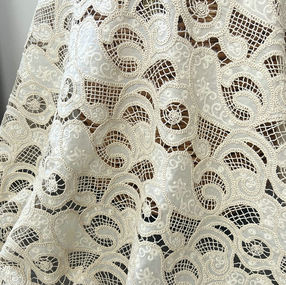 Vintage Cotton laser perforated embroidery Guipure Lace embroidered cotton Fabric for garment