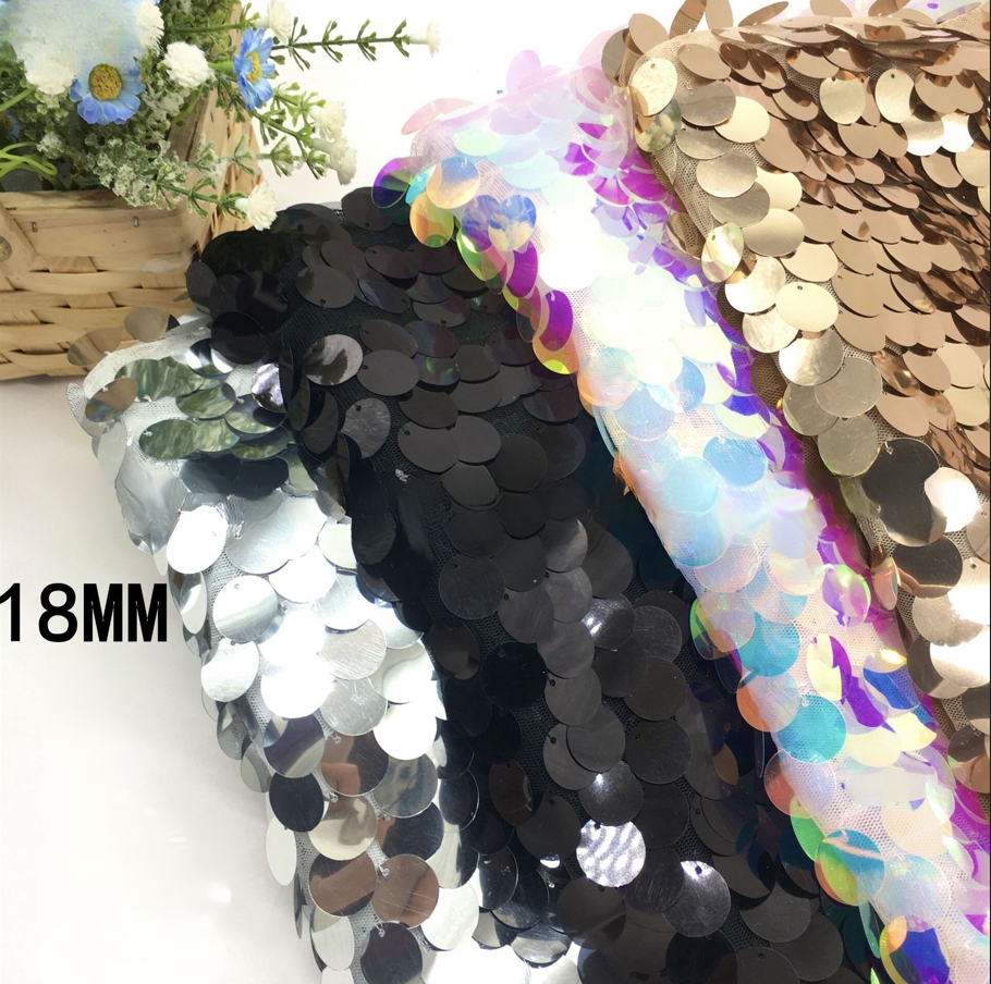 18mm big shinny sequin fabric for garment supplier hot sale