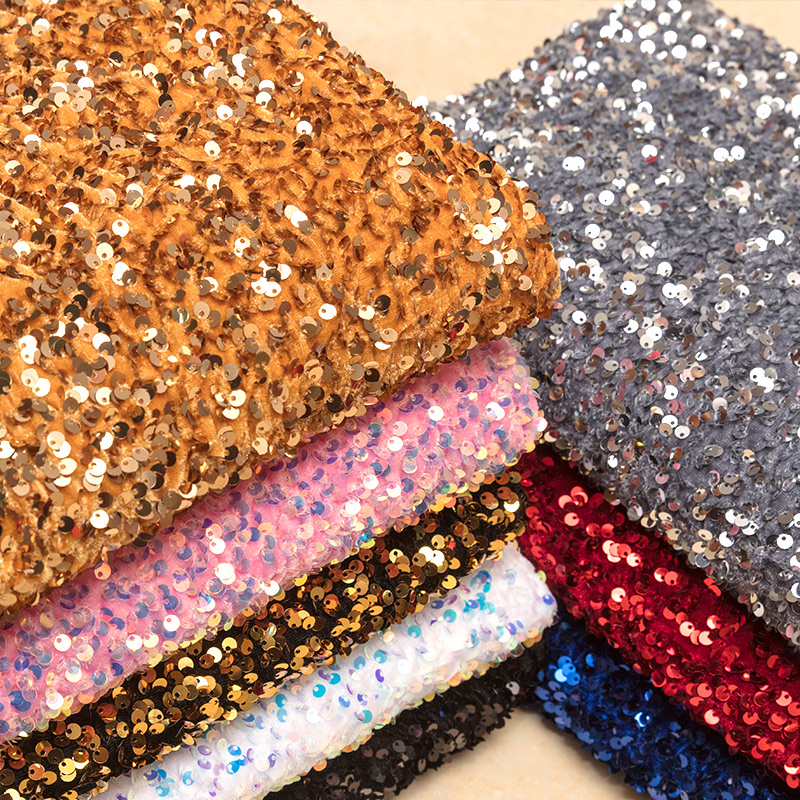 High-Quality 5mm Sequin Velvet Fabric for Evening Dresses, Formal Wear, and Home Decor Projects