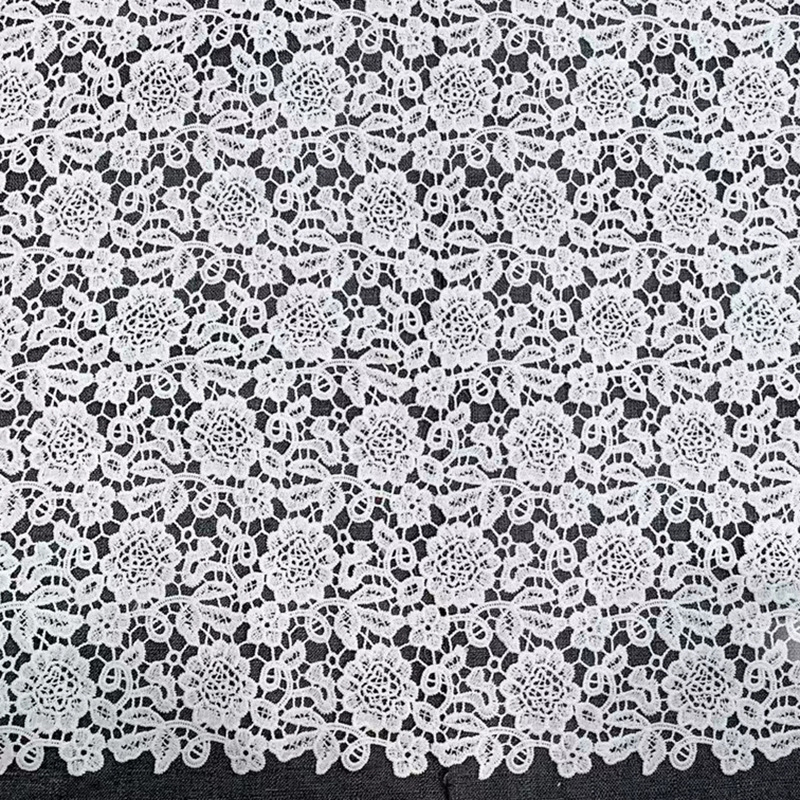 Water-Soluble polyester milky fiber Embroidery lace fabric for woman dress