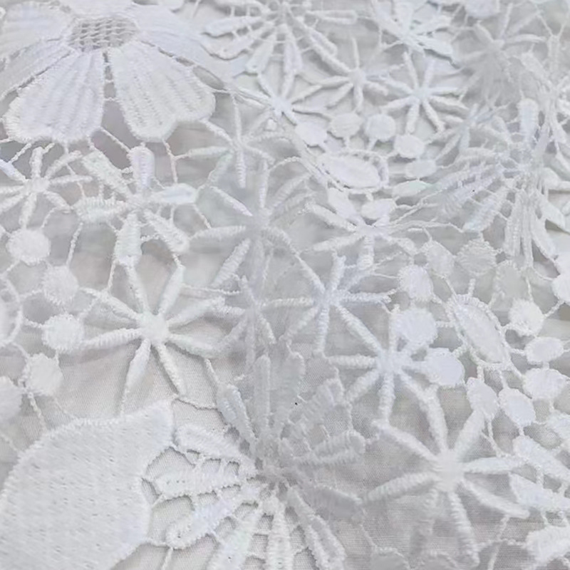Milk Silk Lace Polyester Chemical Lace fabric Guipure Border Decoration Lace fabrics supplier