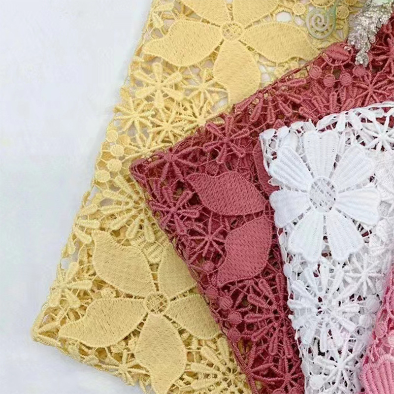 Milk Silk Lace Polyester Chemical Lace fabric Guipure Border Decoration Lace fabrics supplier