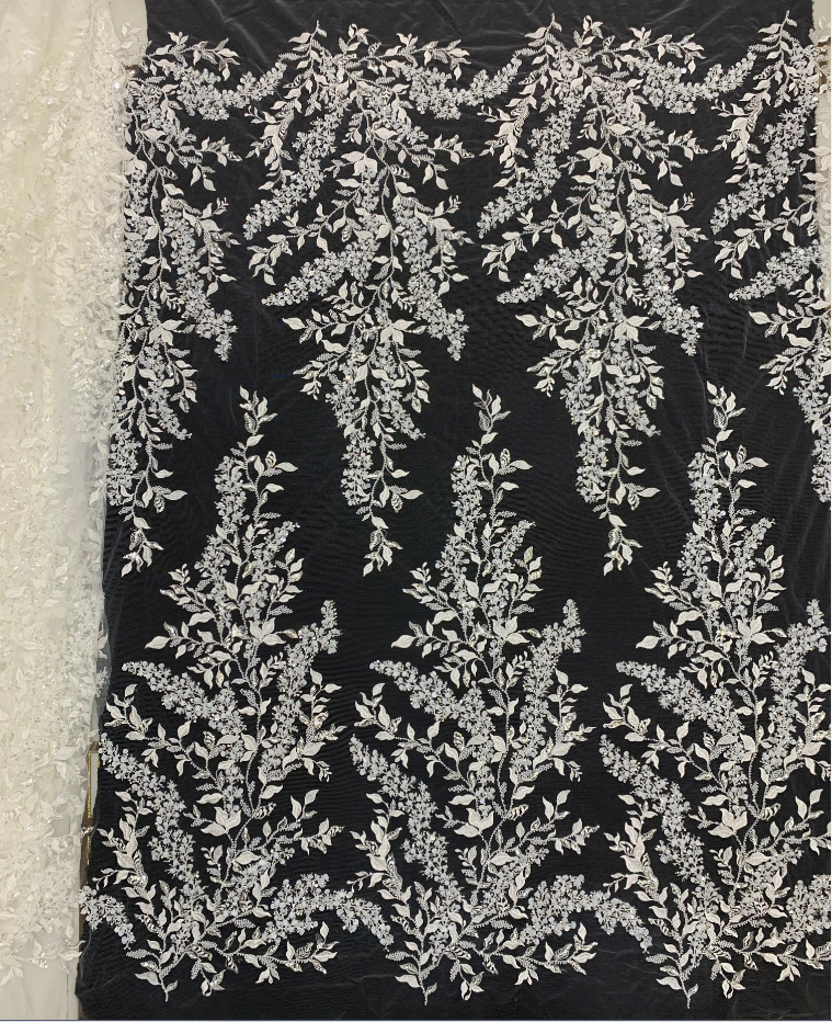 Bridal beaded lace fabric for wedding dresses Bridal beaded lace fabric for wedding dresses