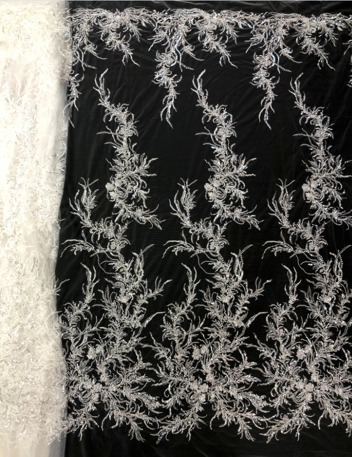 Bridal beaded lace fabric for wedding dresses Bridal beaded lace fabric for wedding dresses