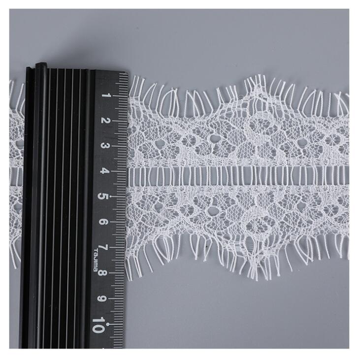 Professional Lace Manufacturer White Eyelash Lace Fashion Nylon No Elastic Soft Lace Trim