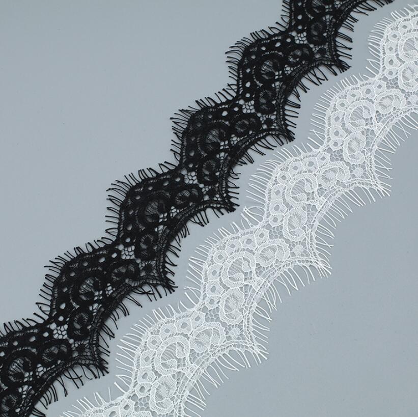 Professional Lace Manufacturer White Eyelash Lace Fashion Nylon No Elastic Soft Lace Trim