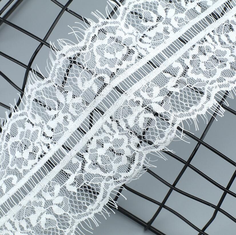 Professional Lace Manufacturer White Eyelash Lace Fashion Nylon No Elastic Soft Lace Trim