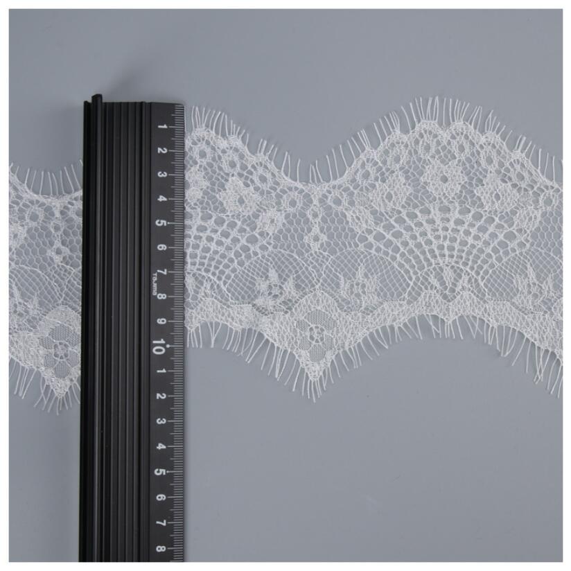 Professional Lace Manufacturer White Eyelash Lace Fashion Nylon No Elastic Soft Lace Trim