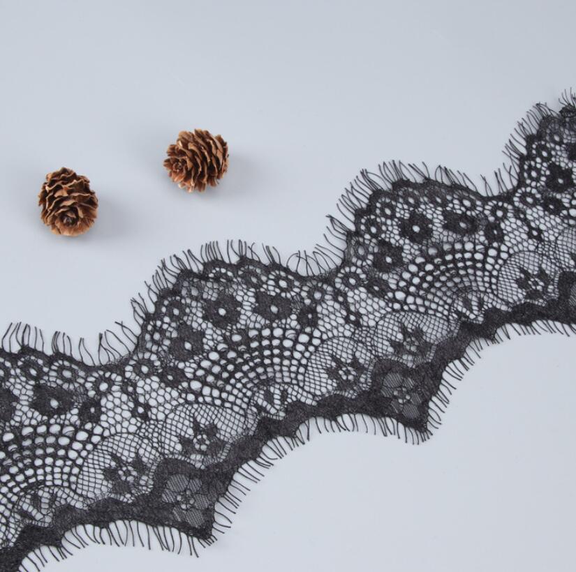 Professional Lace Manufacturer White Eyelash Lace Fashion Nylon No Elastic Soft Lace Trim