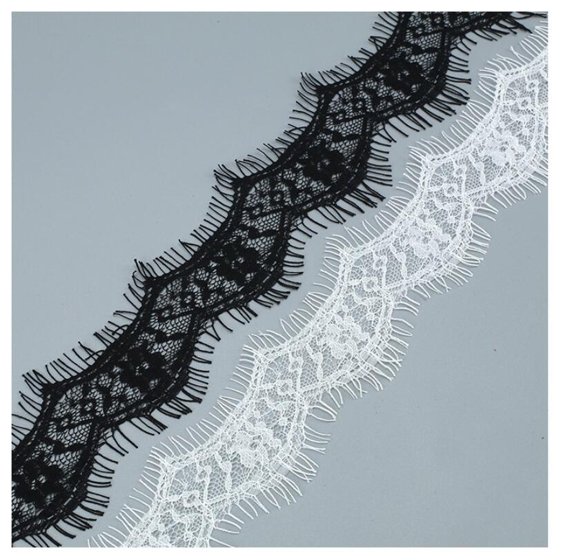 Professional Lace Manufacturer White Eyelash Lace Fashion Nylon No Elastic Soft Lace Trim