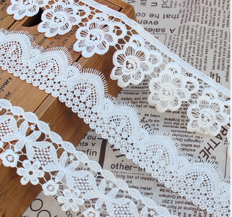 Delicate Milky fiber Polyester lace trim for garments Delicate Milky fiber Polyester lace trim for garments