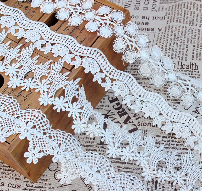 Delicate Milky fiber Polyester lace trim for garments