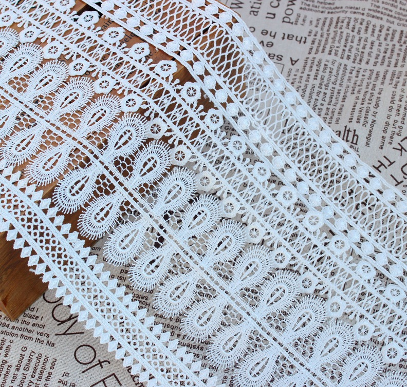 Delicate Milky fiber Polyester lace trim for garments Delicate Milky fiber Polyester lace trim for garments