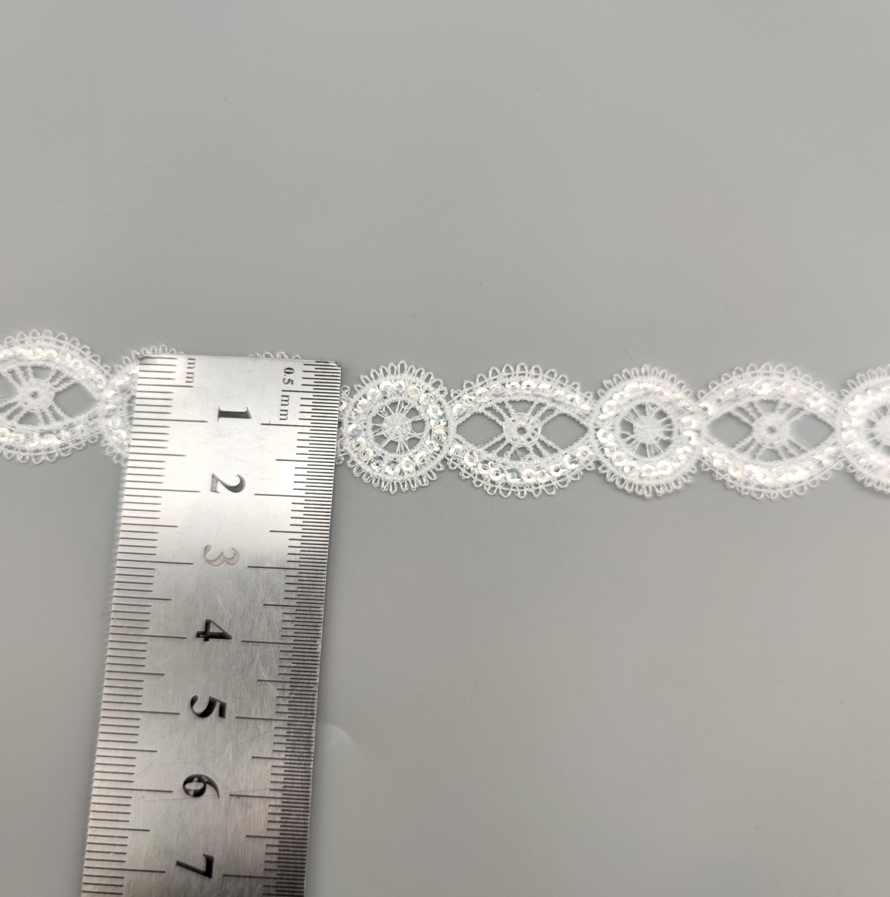 Elegant polyester embroidered sequin lace trimming garment accessories for dress