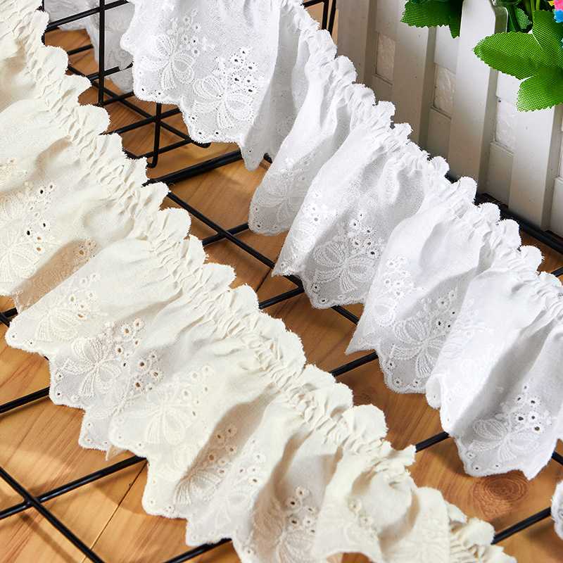 New Cotton Floral Embroidered Lace trim Clothing Trim decorative lace for Home Textile and dress New Cotton Floral Embroidered Lace trim Clothing Trim decorative lace for Home Textile and dress