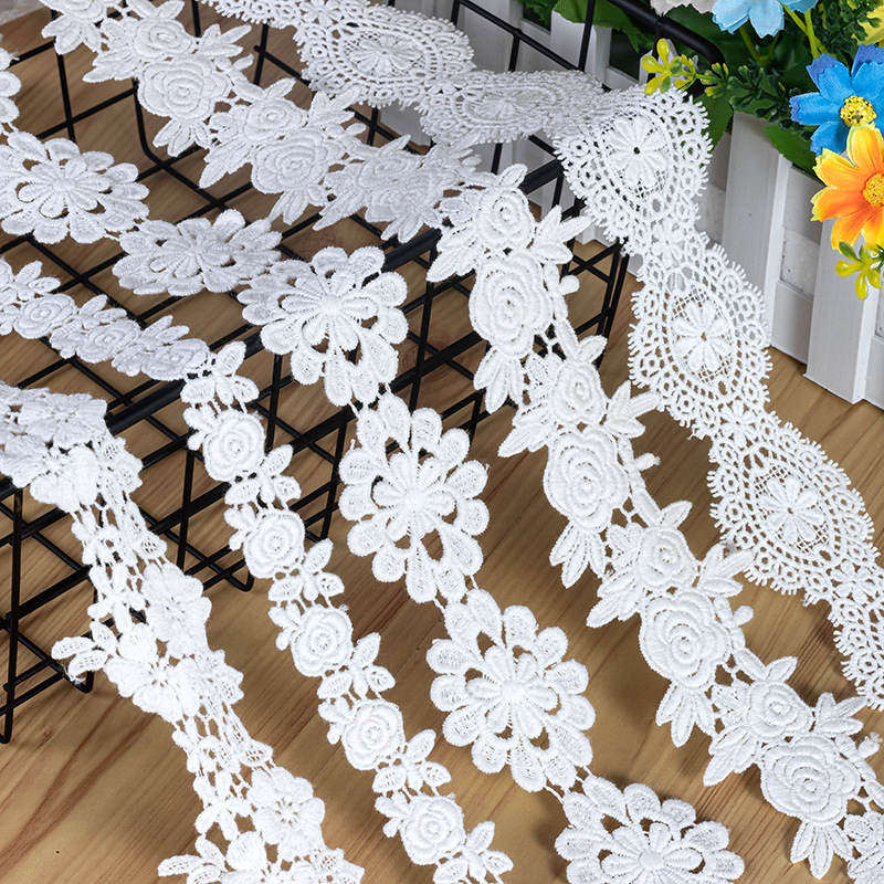 Cotton Thread Water-Soluble Lace Trim in Off-White and Apricot for Children's Clothing Accessories Cotton Thread Water-Soluble Lace Trim in Off-White and Apricot for Children's Clothing Accessories