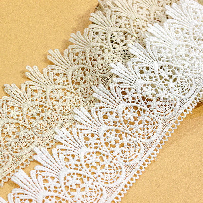 Cotton Thread Water-Soluble Lace Trim in Off-White and Apricot for Children's Clothing Accessories Cotton Thread Water-Soluble Lace Trim in Off-White and Apricot for Children's Clothing Accessories