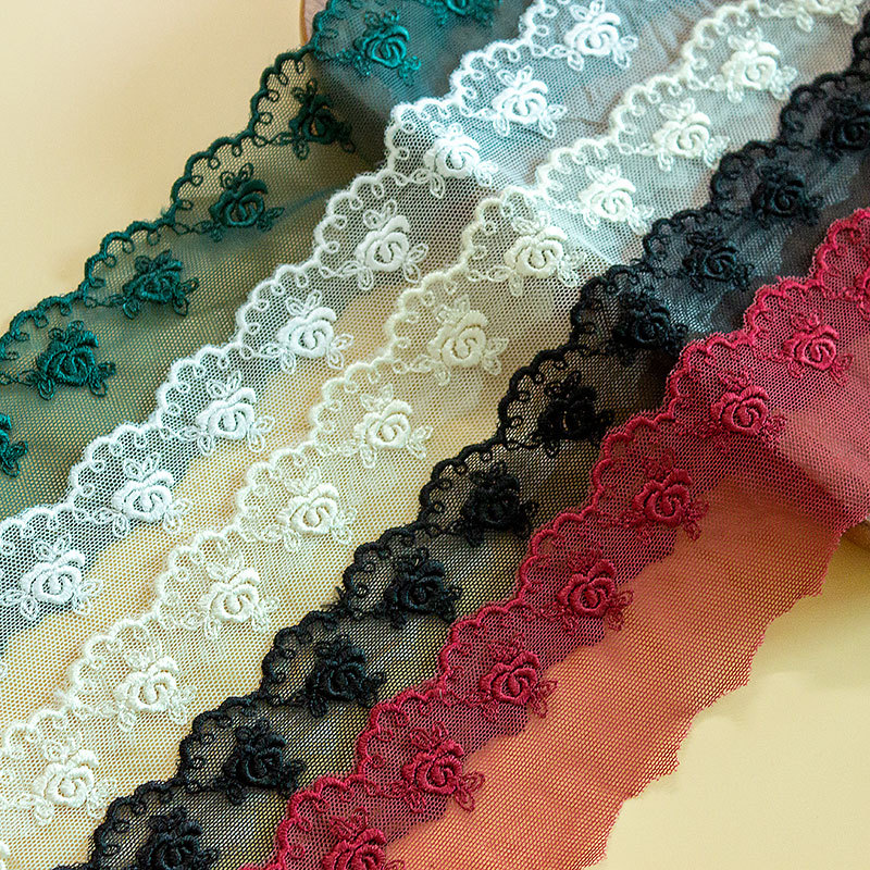 New mesh base Lace Trim Cotton Thread Embroidered lace trimming Clothing Lace Accessory