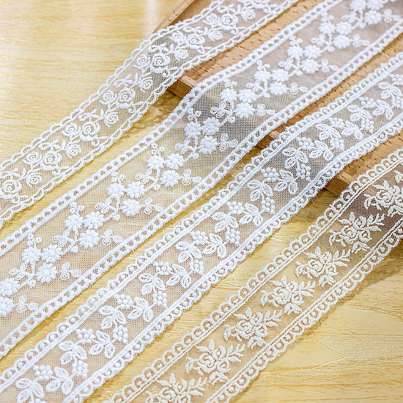 New mesh base Lace Trim Cotton Thread Embroidered lace trimming Clothing Lace Accessory New mesh base Lace Trim Cotton Thread Embroidered lace trimming Clothing Lace Accessory