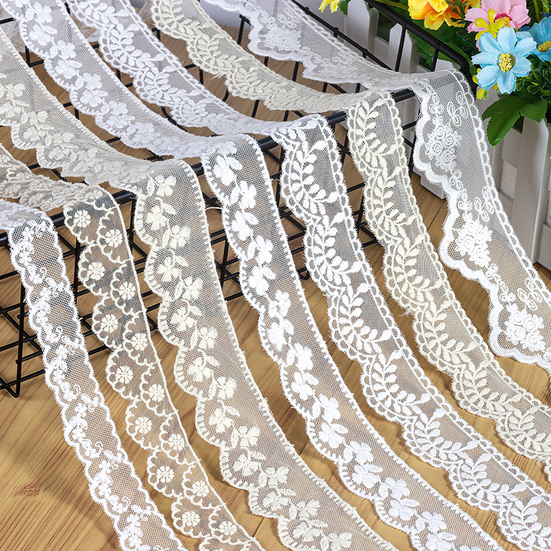 New mesh base Lace Trim Cotton Thread Embroidered lace trimming Clothing Lace Accessory New mesh base Lace Trim Cotton Thread Embroidered lace trimming Clothing Lace Accessory