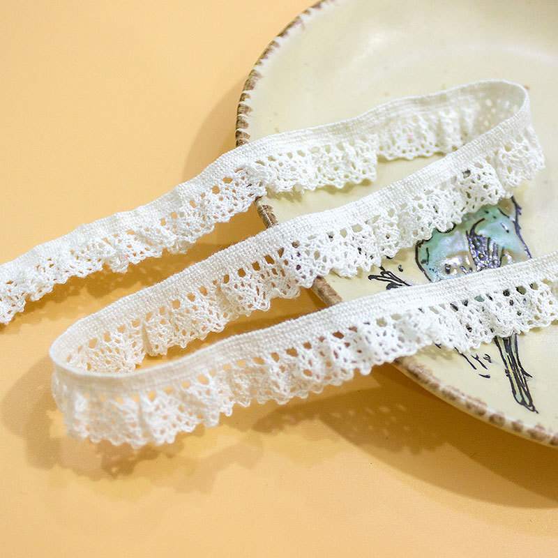 Stock Ruffled elastic band cotton thread lace crochet trim for Lolita dress garment accessories