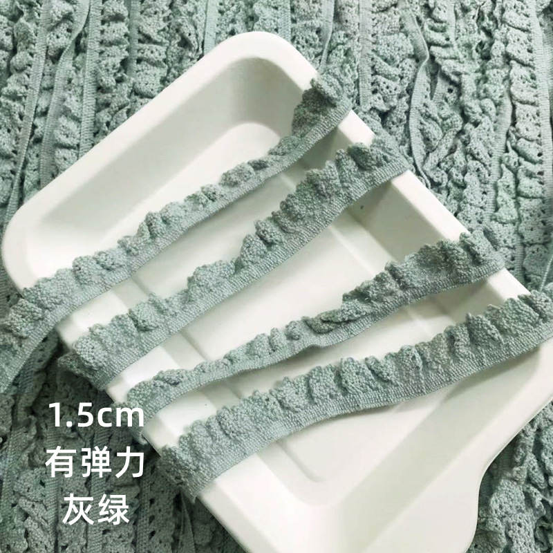 Stock Ruffled elastic band cotton thread lace crochet trim for Lolita dress garment accessories
