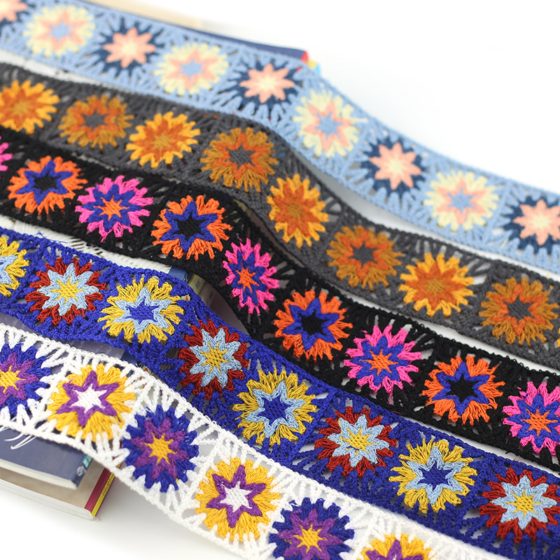 Colorful crochet embroidery yarn trimming garment accessories decorate neck trim
