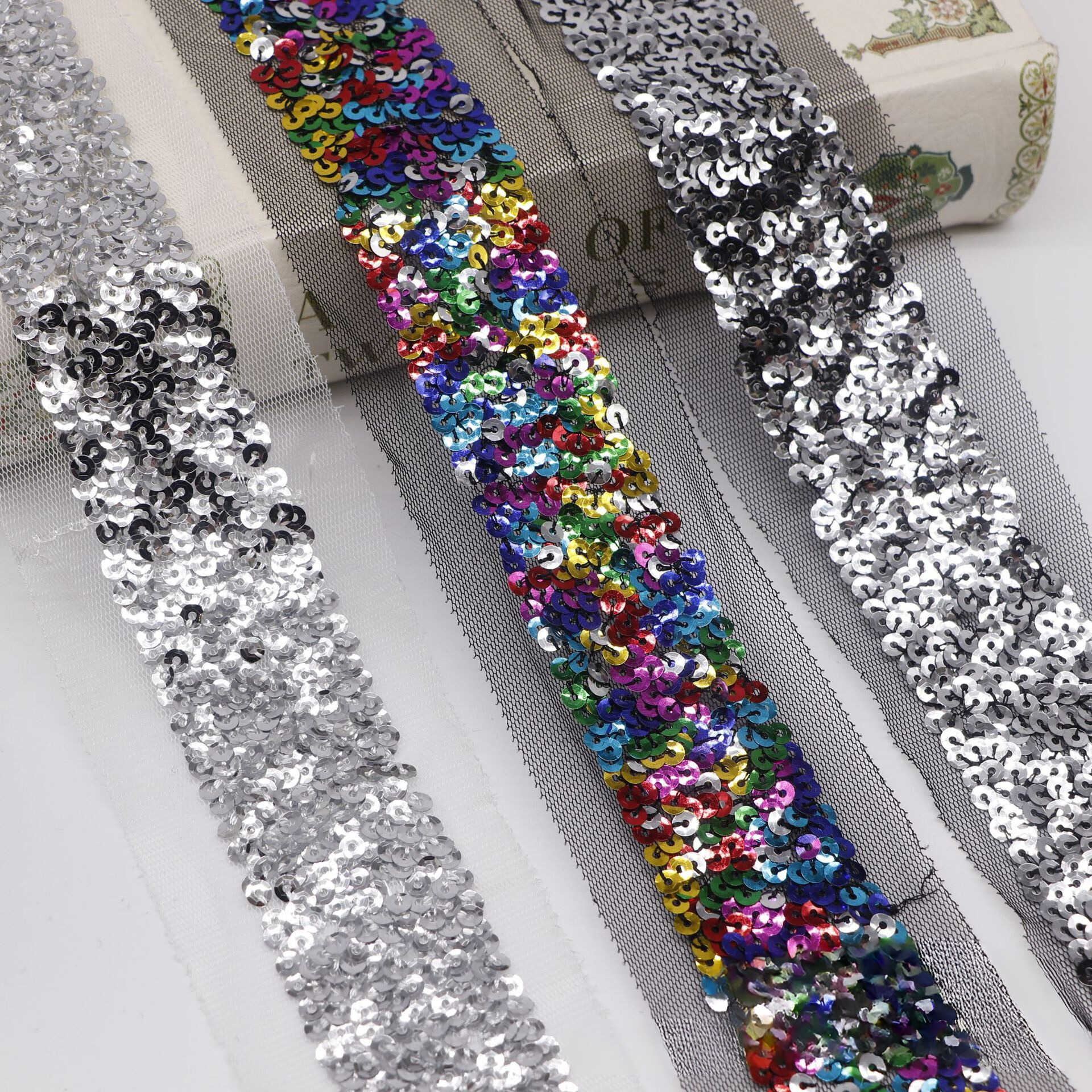Sequin trim embroidery sequin tape decor for garments