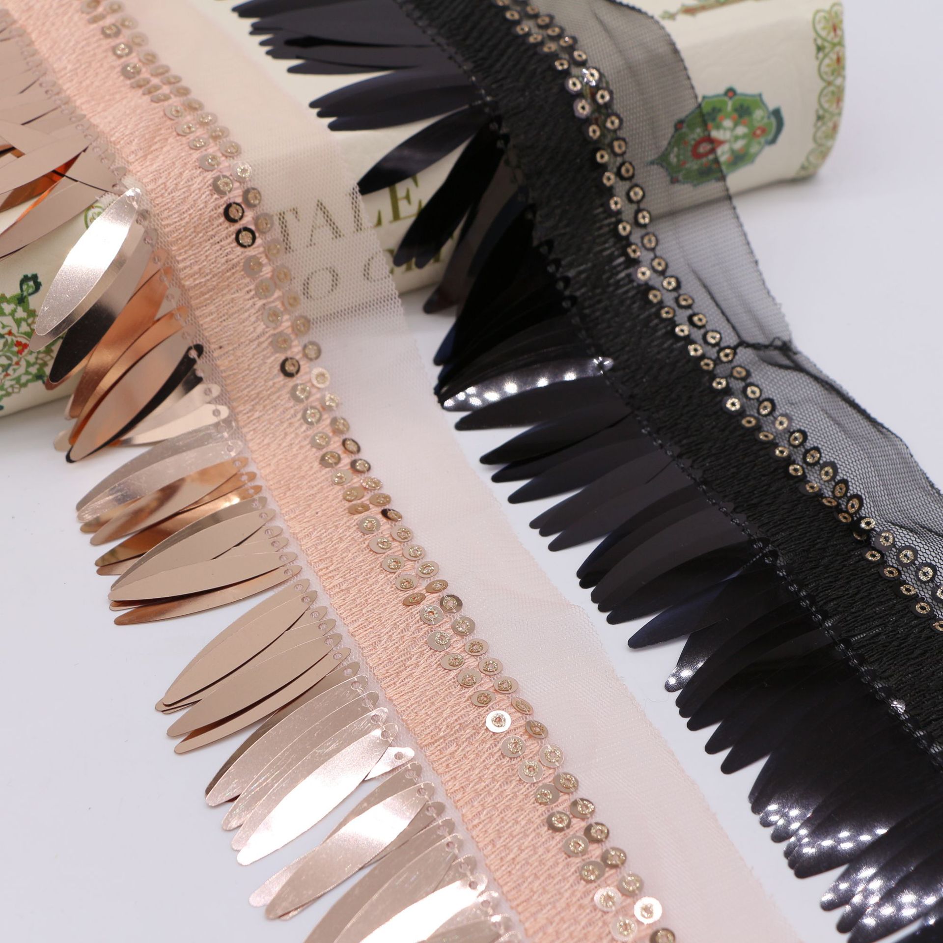 Shinny sequin tassel fringe trimming accessories for garment and home textile decor