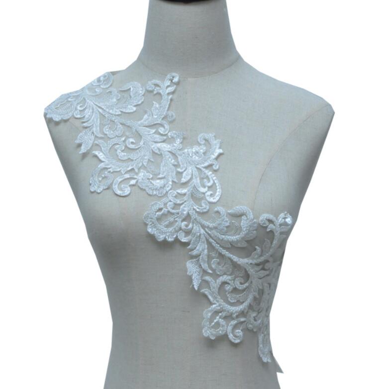 Fashion beaded bridal lace trim for wedding dress