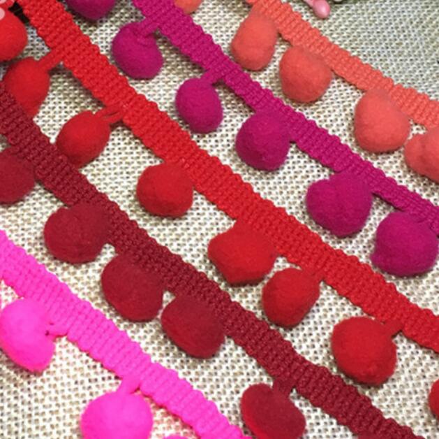 All colors in stock of 12mm Pompom ball trimming fringe